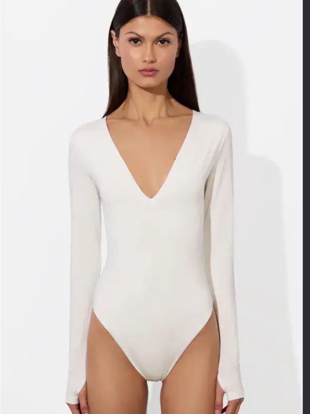 Alice + Olivia Deep V Long-Sleeve Bodysuit